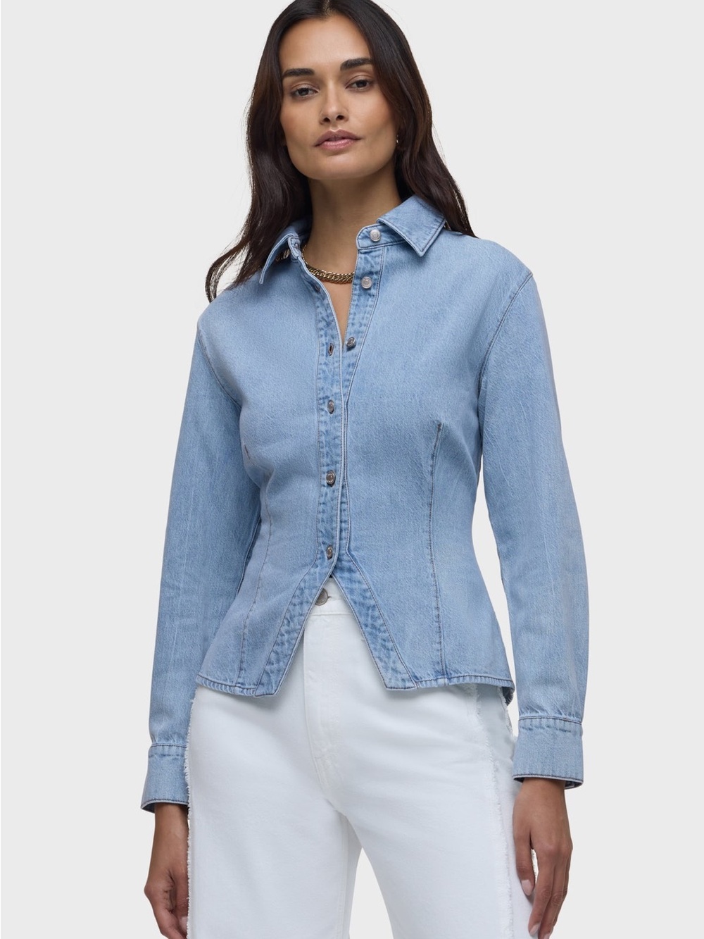 Hudson Jeans Light Blue Fitted Denim Shirt